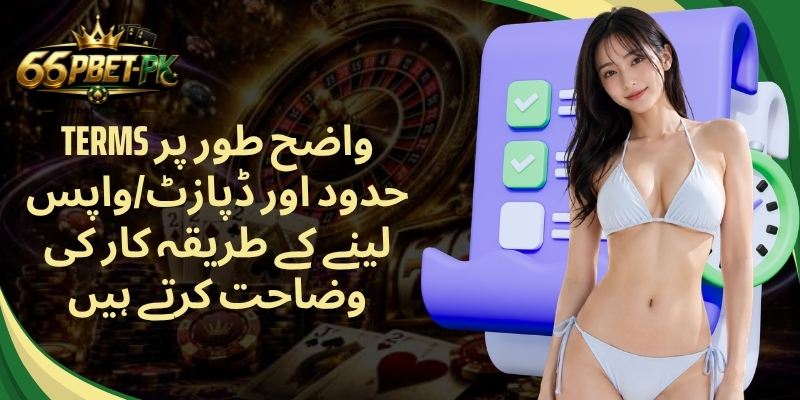 Terms واضح طور پر حدود اور ڈپازٹ/واپس لینے کے طریقہ کار کی وضاحت کرتے ہیں